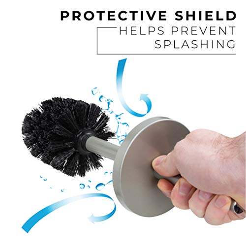 JS Jackson Supplies Sleek Toilet Brush and Holder with Metal Handle - Brushed...