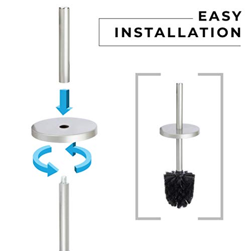 JS Jackson Supplies Sleek Toilet Brush and Holder with Metal Handle - Brushed...