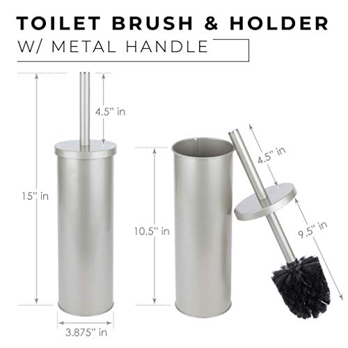 JS Jackson Supplies Sleek Toilet Brush and Holder with Metal Handle - Brushed...