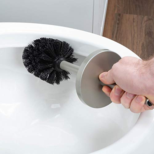 JS Jackson Supplies Sleek Toilet Brush and Holder with Metal Handle - Brushed...