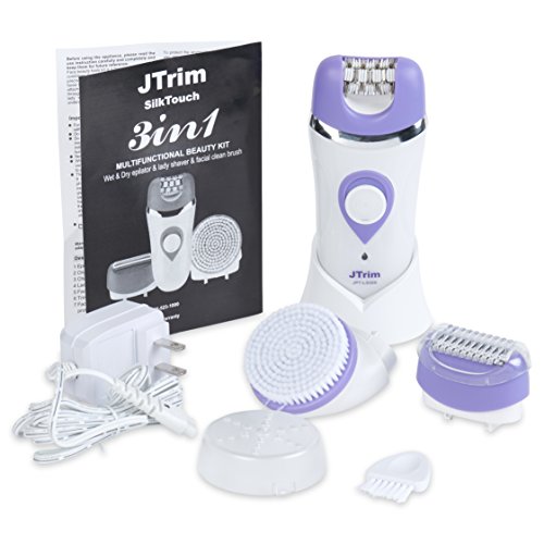 Epilator For Women By JTrim SilkTouch 3 in 1 Electric Shaver With Facial Clea...
