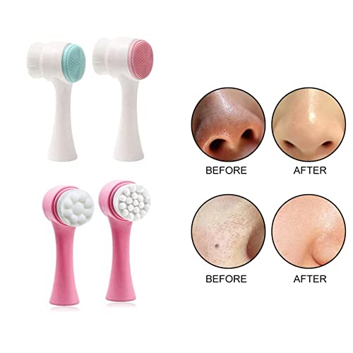 JTRJ Soft and Gentle Fiber face wash Tool, Skin Care Tool, Double-Sided Silic...