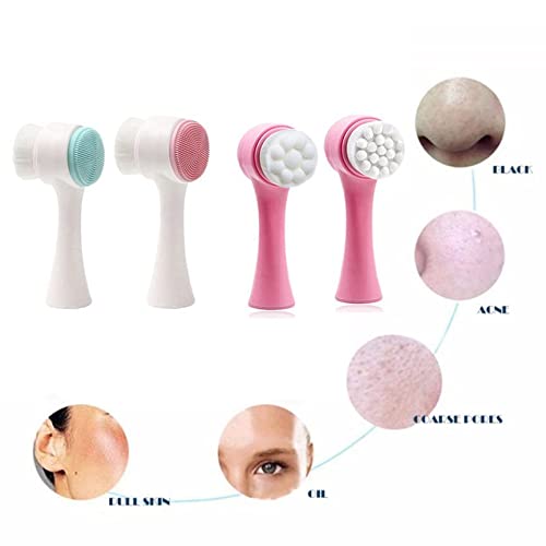 JTRJ Soft and Gentle Fiber face wash Tool, Skin Care Tool, Double-Sided Silic...