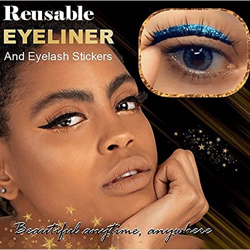 Eyeliner Eyelash Stickers, Reusable Waterproof Stick on Eyeliner Eyeshadow Ma...