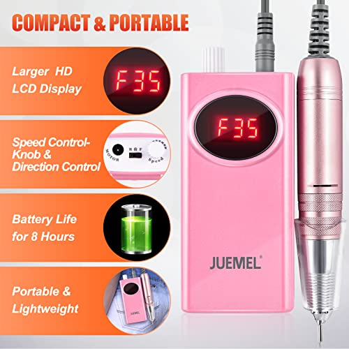 Portable Electric Nail Drill 35000 rpm,JUEMEL Electric Nail File 2600mAh,Forw...