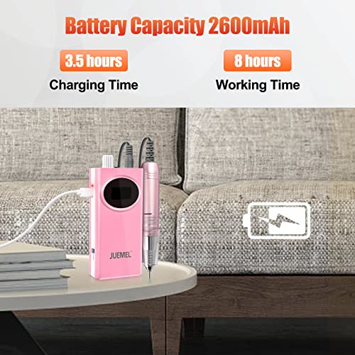 Portable Electric Nail Drill 35000 rpm,JUEMEL Electric Nail File 2600mAh,Forw...