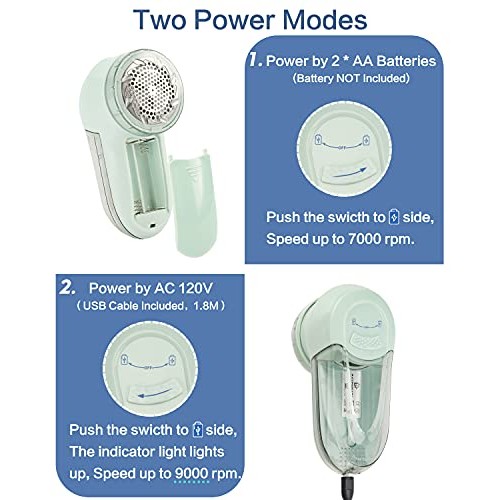 JUEYINGBAILI Fabric Lint Shaver - Fuzz Remover, with 3 Shave Heights, Battery...