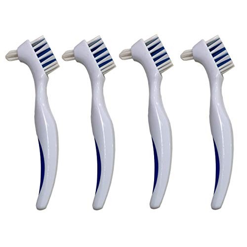 Denture Cleaner Brushes - Dual Sided Toothbrush with Ergonomic Rubber Handle ...