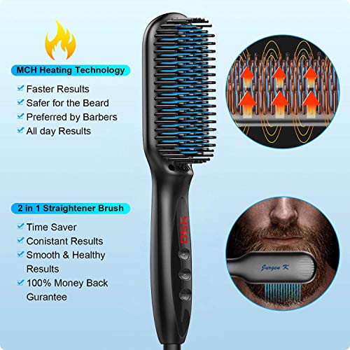 Jurgen K Beard Straightener Men Gifts-Heated Beard Brush,Ionic Hot Beard Comb...
