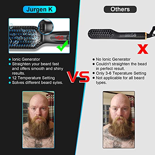 Jurgen K Beard Straightener Men Gifts-Heated Beard Brush,Ionic Hot Beard Comb...