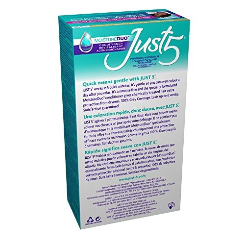 Just 5 Women's 5 Minute Permanent Hair Color with Conditioner, Grey Hair Colo...