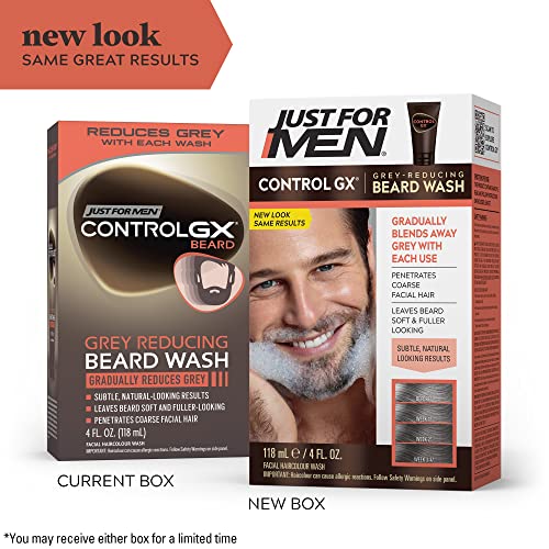Just For Men Control GX Grey Reducing Beard Wash Shampoo, Gradually Colors Mu...