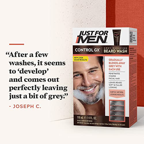 Just For Men Control GX Grey Reducing Beard Wash Shampoo, Gradually Colors Mu...