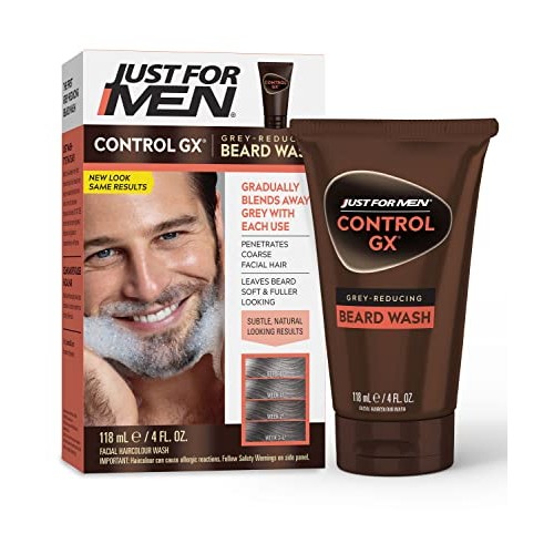 Just For Men Control GX Grey Reducing Beard Wash Shampoo, Gradually Colors Mu...