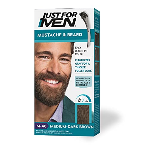 Just For Men Mustache & Beard, Beard Coloring for Gray Hair with Brush Includ...