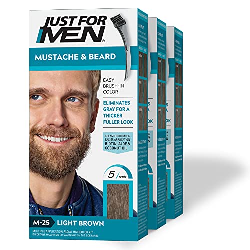 Just For Men Mustache & Beard, Beard Coloring for Gray Hair with Brush Includ...