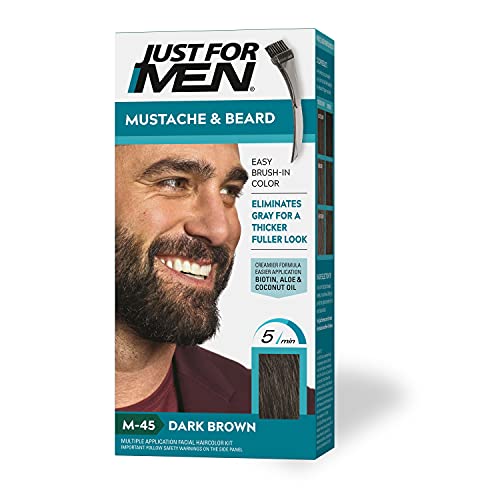 Just For Men Mustache & Beard, Beard Coloring for Gray Hair with Brush Includ...