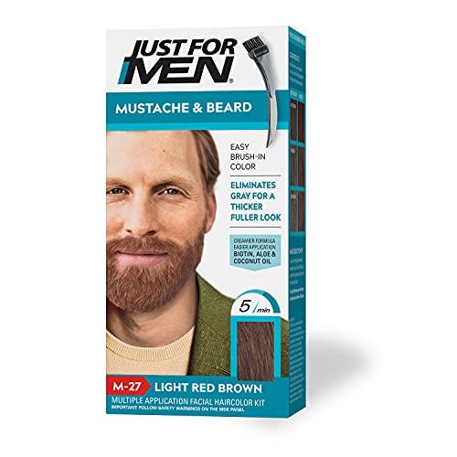 Just For Men Mustache & Beard, Beard Coloring for Gray Hair with Brush Includ...