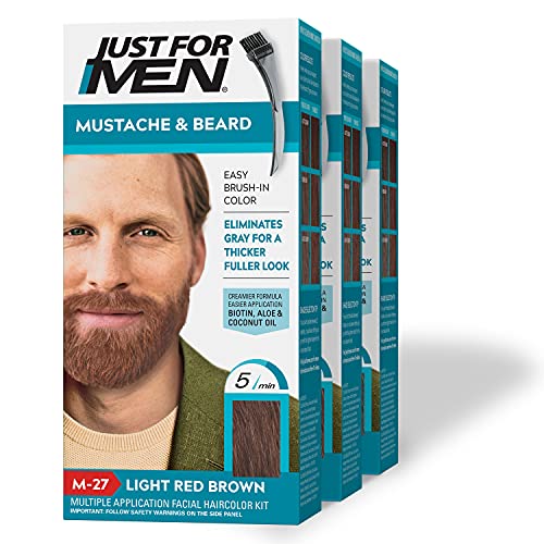 Just For Men Mustache & Beard, Beard Coloring for Gray Hair with Brush Includ...