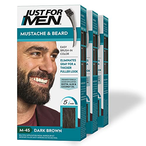 Just for Men Mustache & Beard, Coloring for Gray Hair with Brush Included, Co...