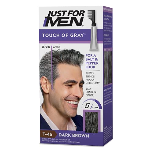 Just For Men Touch of Gray, Gray Hair Coloring Kit for Men with Comb Applicat...