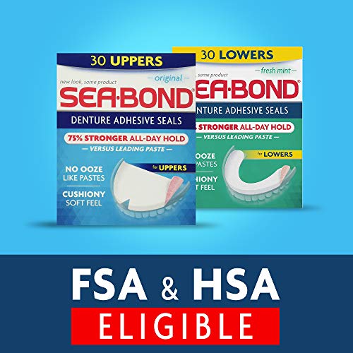 Sea Bond Secure Denture Adhesive Seals Multipack, Zinc Free, All Day Hold, Me...