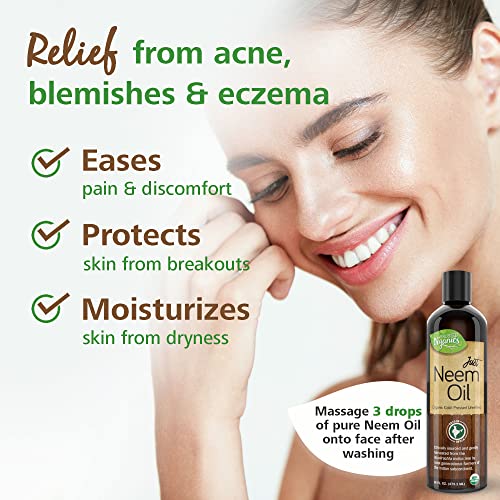 Just Trusted Organics - Neem Oil for Skin, Hair, and Nails, All-in-One Cold P...