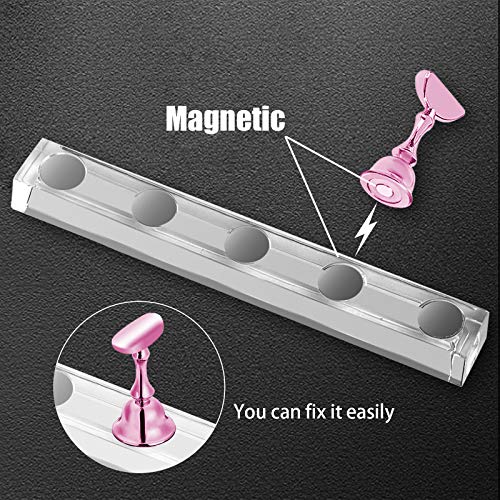 4 Sets Pink Nail Stand for Press on Nails Display, Magnetic Fake Nails Holder...