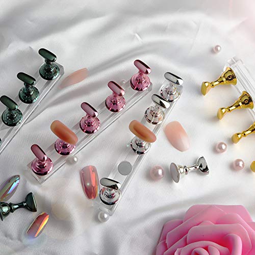 4 Sets Pink Nail Stand for Press on Nails Display, Magnetic Fake Nails Holder...