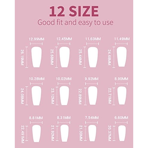 Valentine's Day Press on Nails Medium Length, French Nail Tips, Glue on Nails...