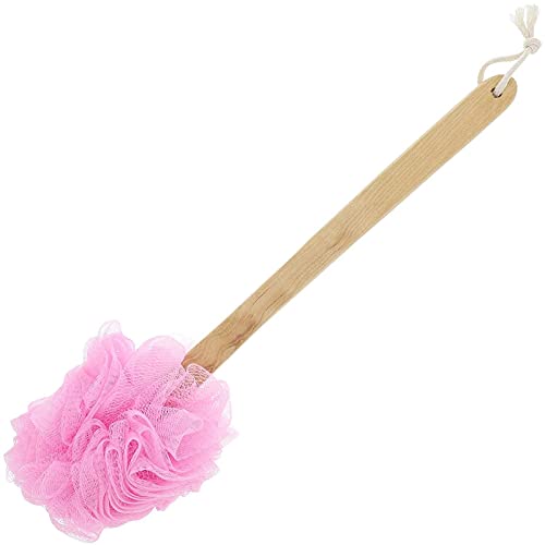 Long Handled Loofah on a Stick Body Back Scrubber, Bath Sponge (4 Colors, 4 P...