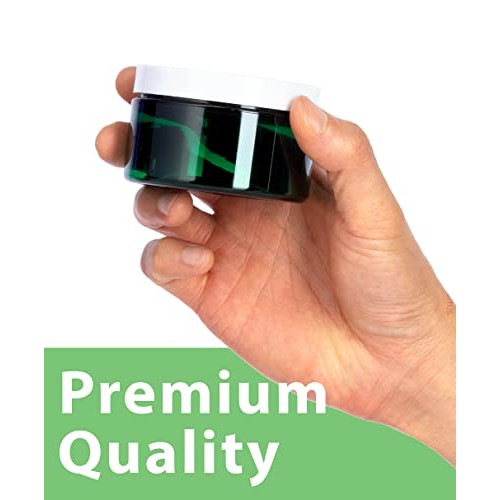 4 oz Green PET Plastic (BPA Free) Refillable Low Profile Jar with White Foam ...