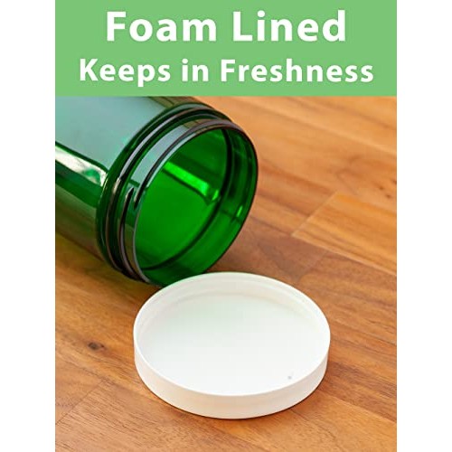 4 oz Green PET Plastic (BPA Free) Refillable Low Profile Jar with White Foam ...