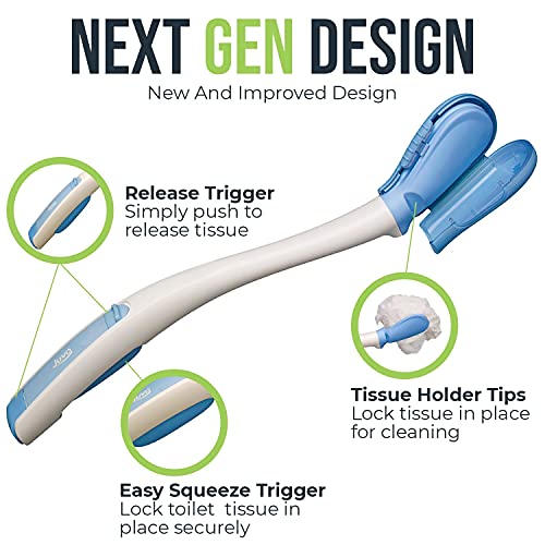 Juvo Toilet Aid - 18” Long Reach Personal Wiping Aid with Hygienic Cover - Ea...