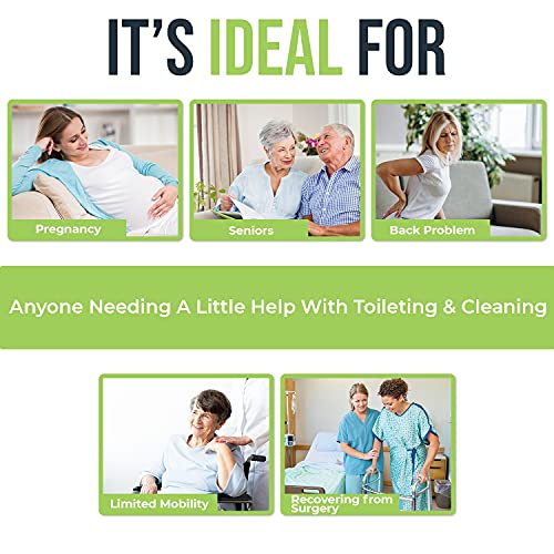 Juvo Toilet Aid - 18” Long Reach Personal Wiping Aid with Hygienic Cover - Ea...