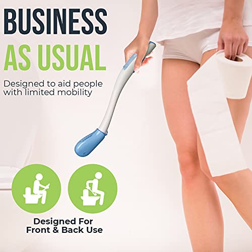 Juvo Toilet Aid - 18” Long Reach Personal Wiping Aid with Hygienic Cover - Ea...