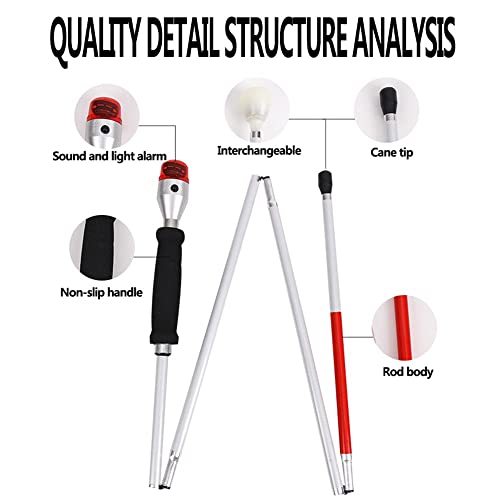 JZJZ Smart Walking Cane Blind Crutch with Sound and Light Voice Alarm Collaps...