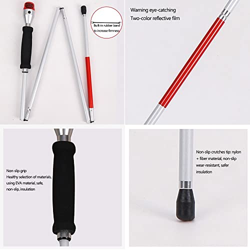 JZJZ Smart Walking Cane Blind Crutch with Sound and Light Voice Alarm Collaps...