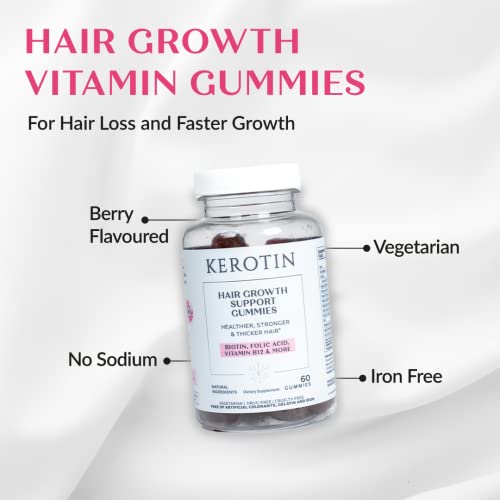 Kerotin Hair Growth Gummies - Vegetarian, Natural and 100% Made in The US - f...