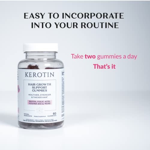 Kerotin Hair Growth Gummies - Vegetarian, Natural and 100% Made in The US - f...