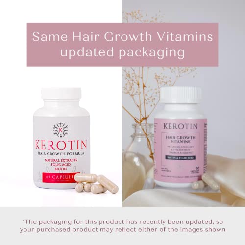 Kerotin Hair Growth Vitamins for Longer, Stronger, Healthier Hair - Hair Loss...