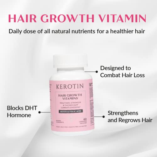 Kerotin Hair Growth Vitamins for Longer, Stronger, Healthier Hair - Hair Loss...