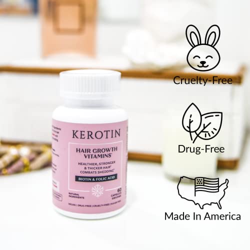 Kerotin Hair Growth Vitamins for Longer, Stronger, Healthier Hair - Hair Loss...