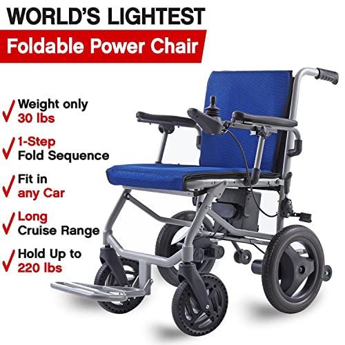 World's Lightest (Weight-30lbs) Foldable Electric Wheelchair, Travel Size, Us...