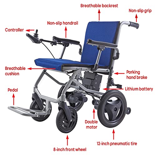 World's Lightest (Weight-30lbs) Foldable Electric Wheelchair, Travel Size, Us...