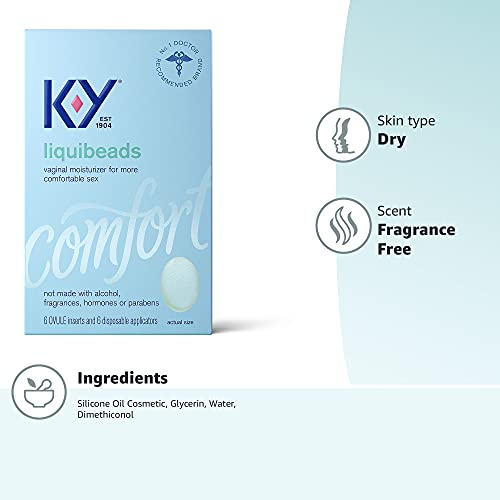 Personal Lubricant, K-Y Liquibeads Vaginal Moisturizer, 6 Bead Inserts and 6 ...