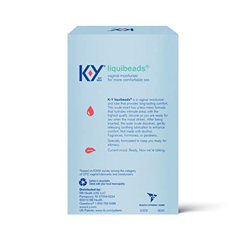 Personal Lubricant, K-Y Liquibeads Vaginal Moisturizer, 6 Bead Inserts and 6 ...
