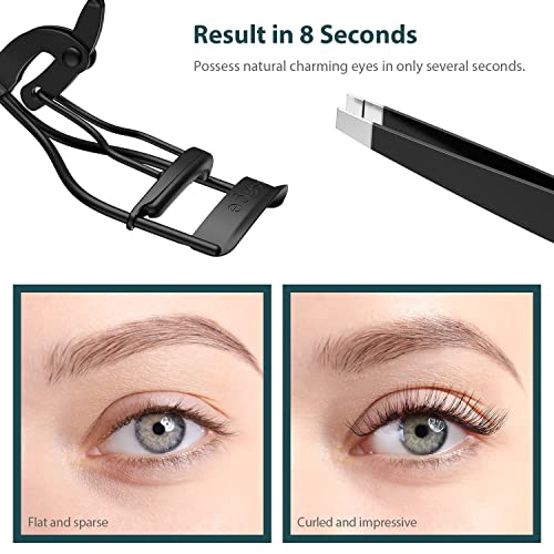 Eyelash Curler Tweezers for Women - Kaasage Black Professional Lash Curler wi...