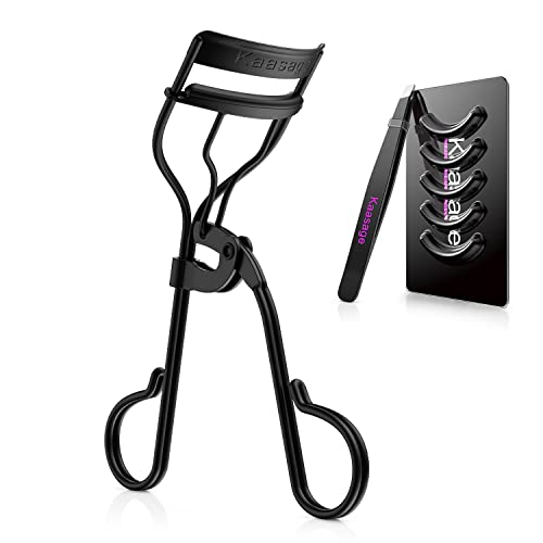 Eyelash Curler Tweezers for Women - Kaasage Black Professional Lash Curler wi...