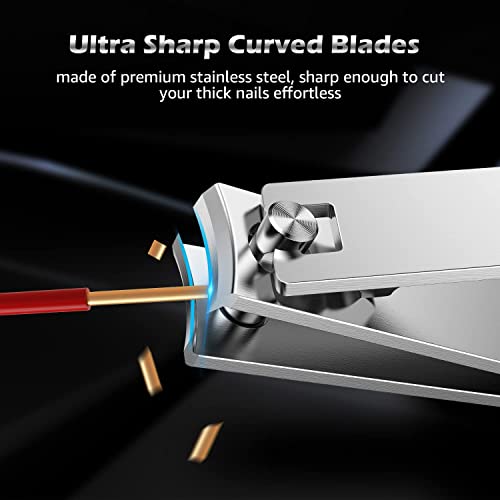 Kaasage Nail Clipper and File - Classic Stainless Steel Nail Cutter with Glas...